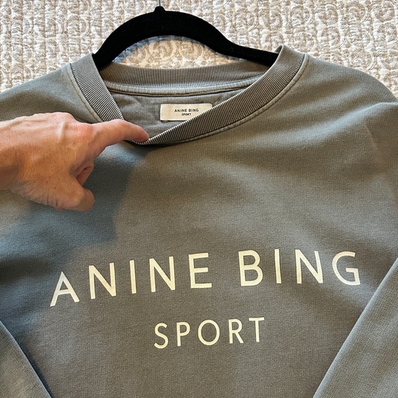 Anine Bing Sport Crewneck in Olive - Picture 2 of 4